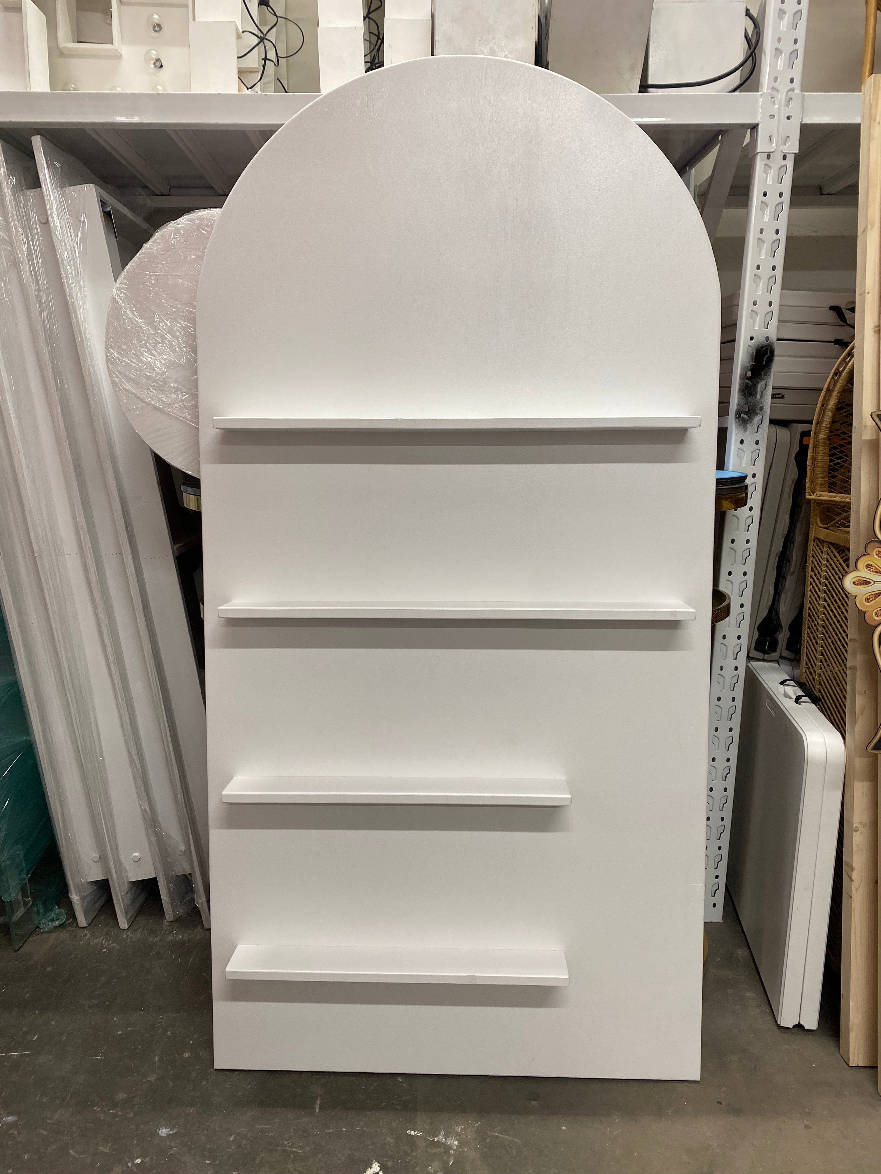 White Arch Shelf Display Wall