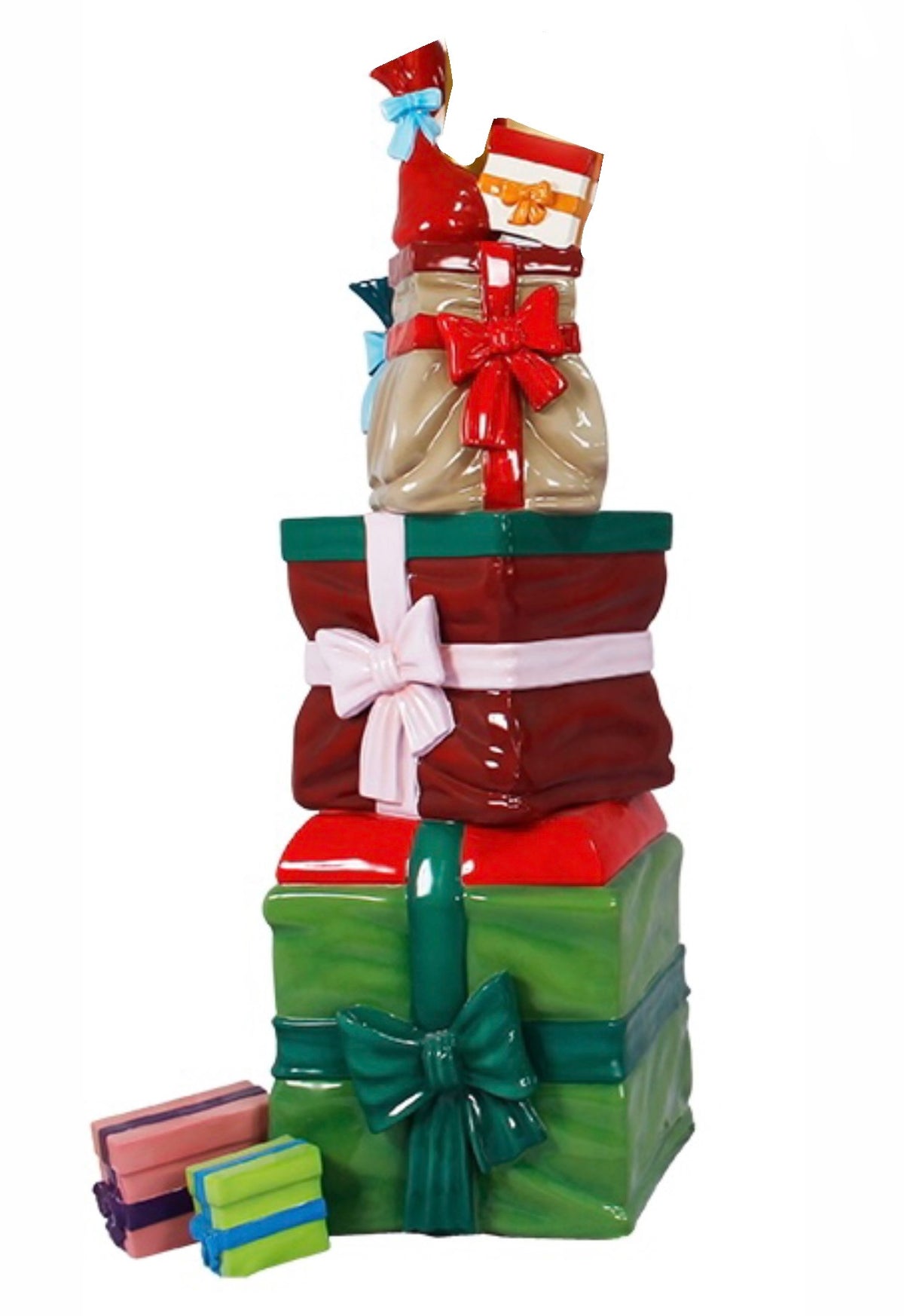 Large Green & Red Stacked Gift Boxes