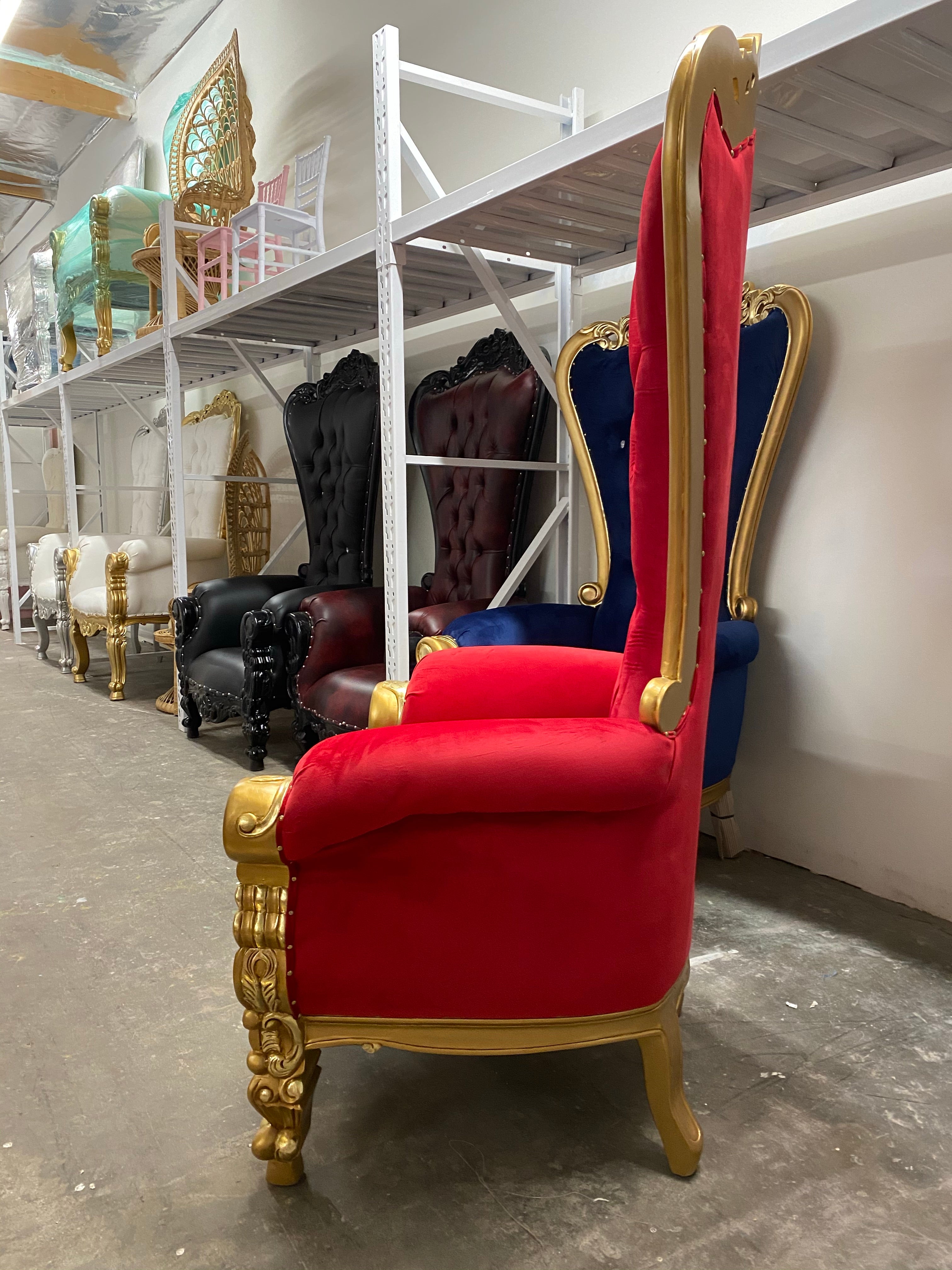Adult Red/Gold Royal Throne Chair