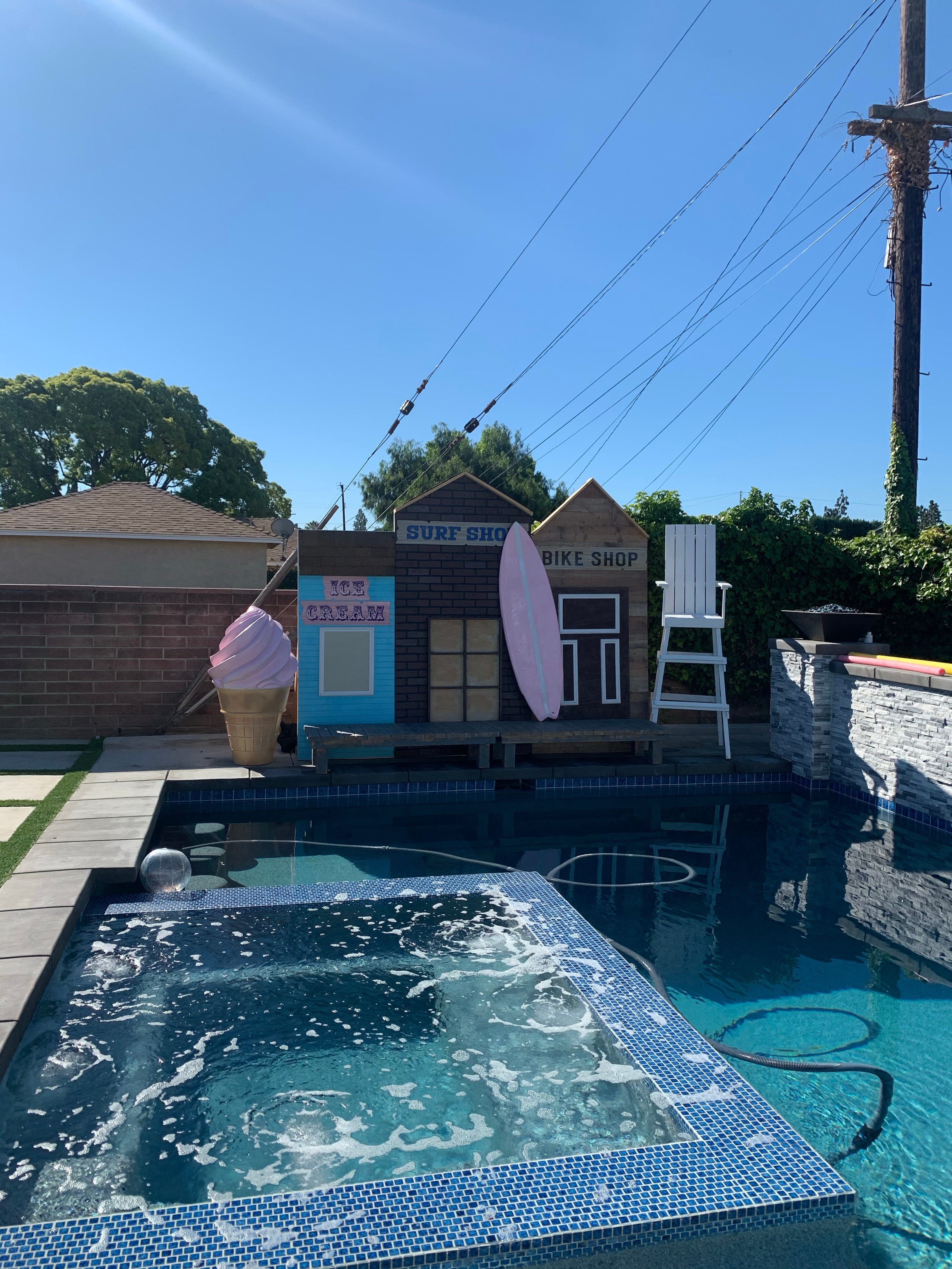 Light Pink & White Stripe Surf Board